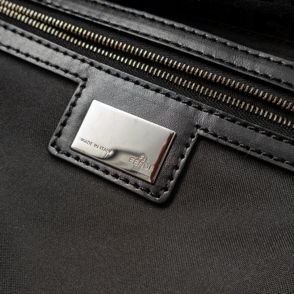 Fendi Mamma Baguette Black Zucca Canvas Shoulder Bag Double Flap FF Logo Vintage - Picture 12 of 13